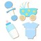 CookieCutter.Com Baby Shower Cookie Cutter 4 Pc Set - 5 in Bottle, 4.25 in Rattle,4 in Body Suit, 4 in Carriage - USA Made Tin Plate Steel